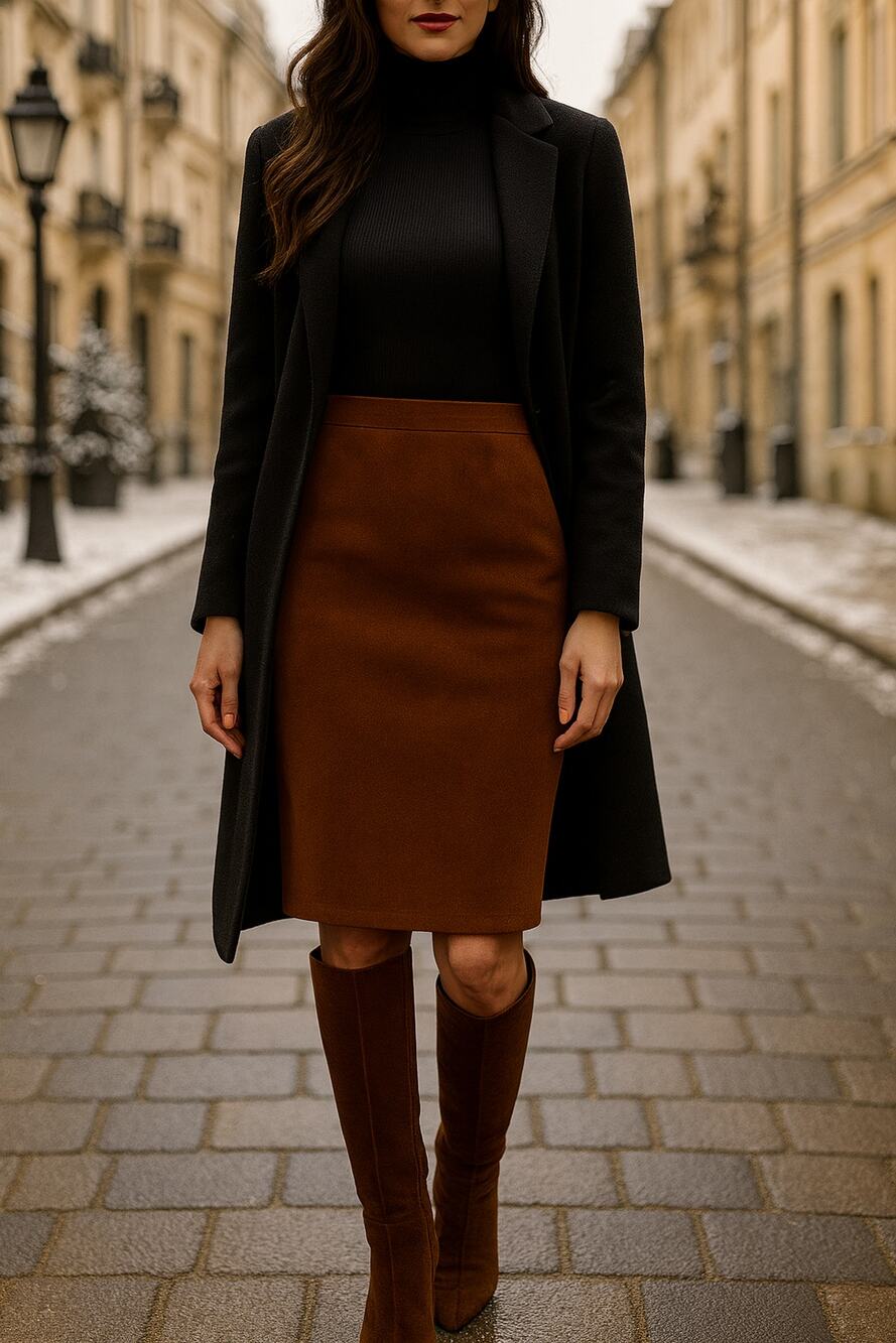 Vintage IN TRANSIT New York Genuine Suede Pencil Skirt Cognac Brown